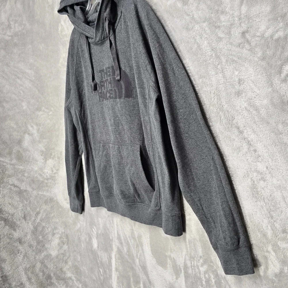 The North Face Mens Gray Embroidered Hoodie Logo‎ Raglan Sleeve Fleece Size M